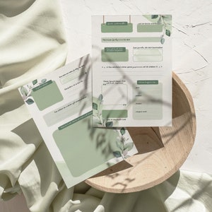 Gästekarten |  Eukalyptus grün - Gästebuch Alternative für Geburtstag, Taufe, Kommunion, Konfirmation, Firmung, Jugendweihe, Segnung #GK002