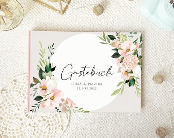 Gästebuch zur Hochzeit mit rosa Blumen #G067