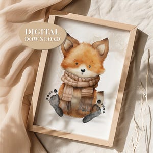 DIGITALER DOWNLOAD | Poster zum selbst Ausdrucken | "Winter Fuchs" | Fußabdrücke stempeln | Weihnachten | Geschenk Idee | D58
