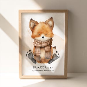 Poster con impronte di volpe invernale | A4, A3 o digitale | Personalizzato | Natale | Regalo di Natale n. 58