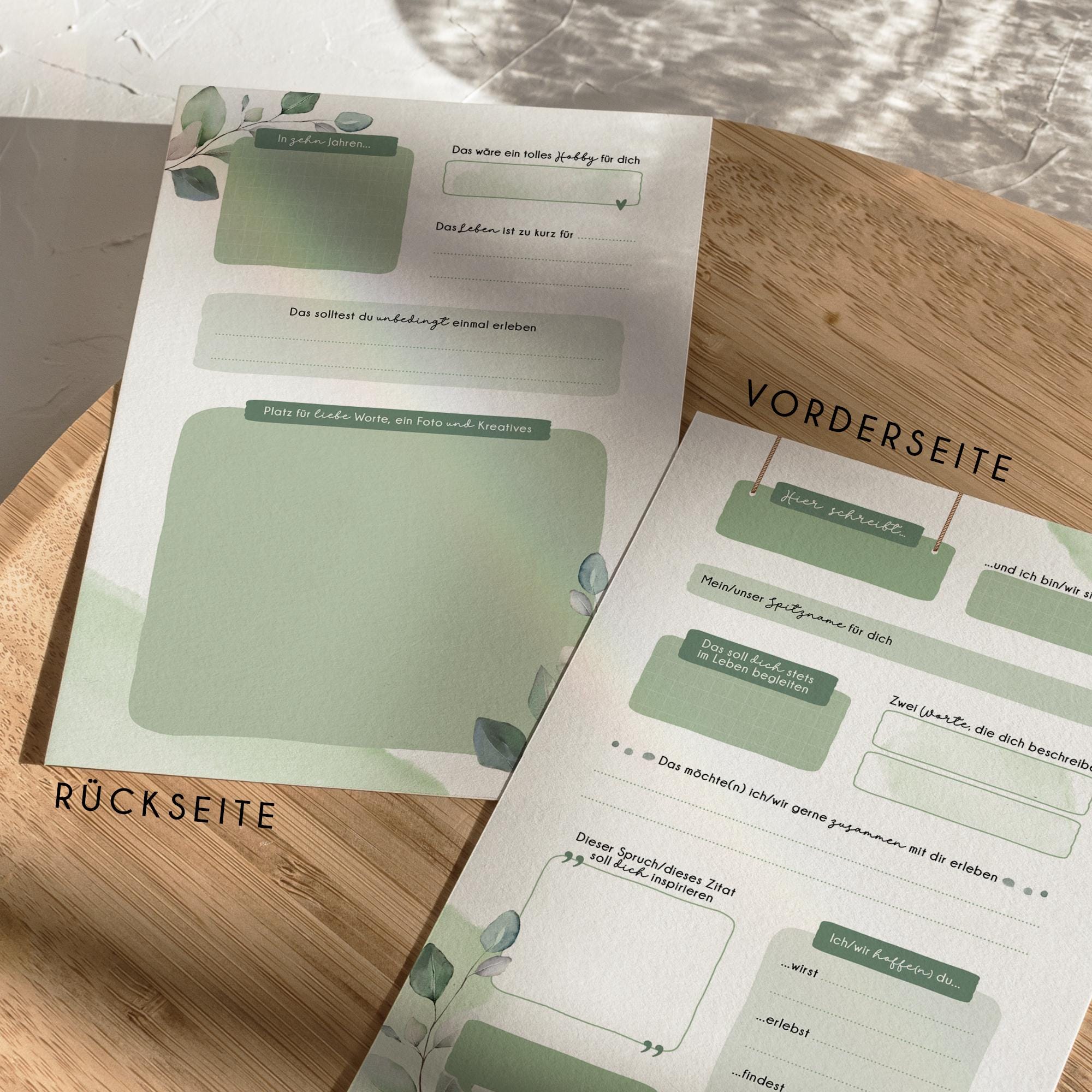 Carte Per Ospiti Design Eucalipto – 20 Schede Con Domande, Alternativa Al Libro Degli Ospiti (Acquerello)