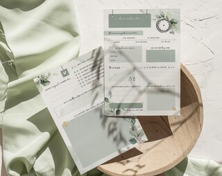 50 Biglietti Per Libro Degli Ospiti Matrimonio – Con Domande Guida – Formato A5, Carta 250g – Design Greenery Eucalyptus