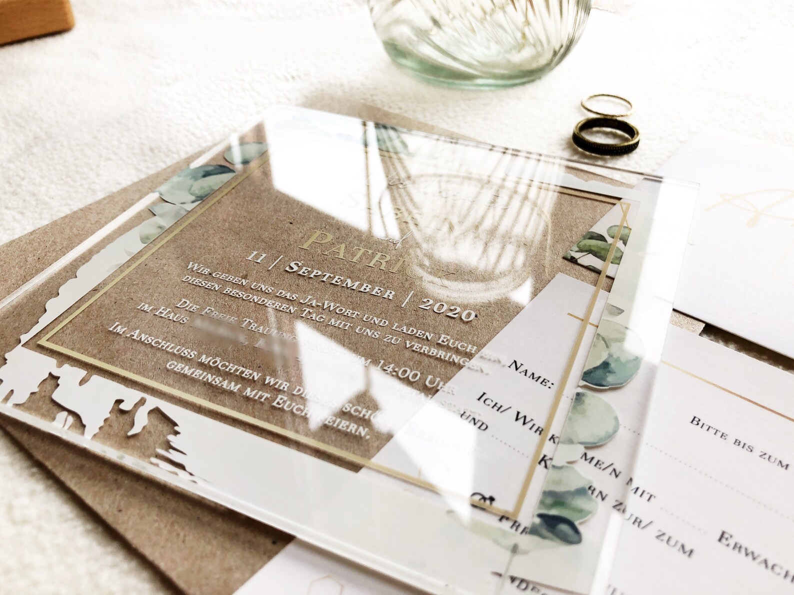 Wedding Invitation Plexiglas Acrylic Glass Square Etsy