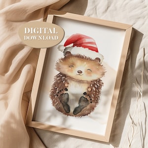 DIGITALER DOWNLOAD | Poster zum selbst Ausdrucken | "weihnachtlicher Igel" | Fußabdrücke stempeln | Weihnachten | Geschenk Idee | D60