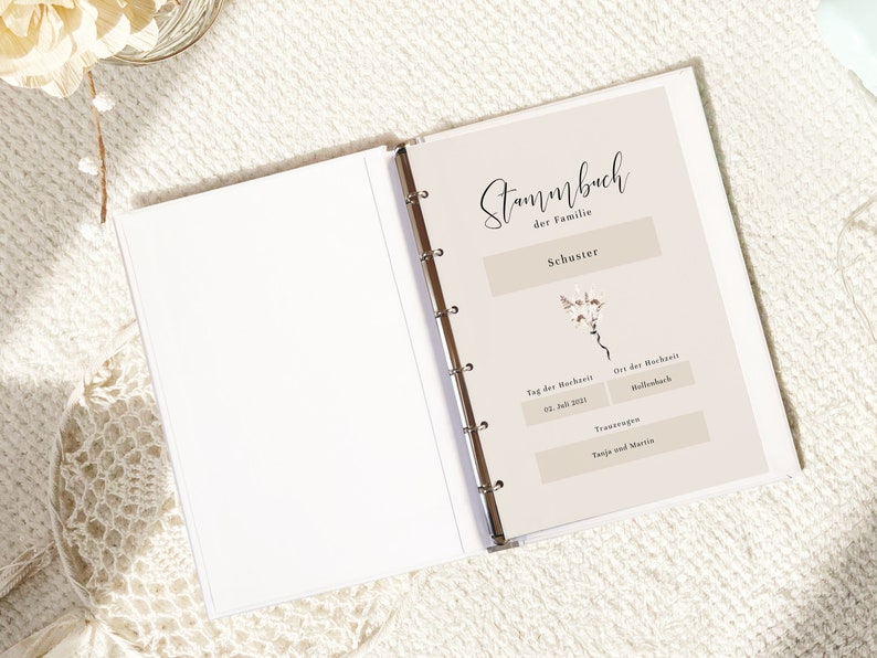 Family register in classic, A5 or A4 Boho Pampas Grass S058 image 2