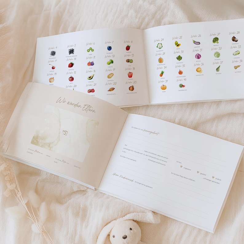 Pregnancy Diary to Fill Out "Butterflies in the Belly" | Memory Book for Expectant Moms | Gift for Pregnant Women | Diary image 2
