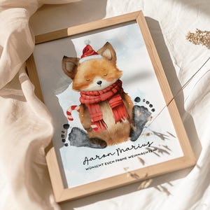 Poster con impronte di volpe natalizie | A4, A3 o digitale | Personalizzato | Natale | Regalo di Natale n. 59