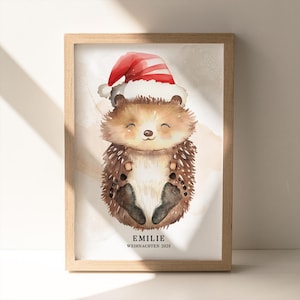 Poster natalizio con impronte di riccio | DIN A4, A3 o digitale | Personalizzato | Natale | Regalo di Natale n. 60
