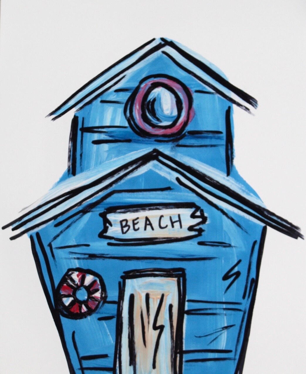 Blue Beach House Art Print Etsy