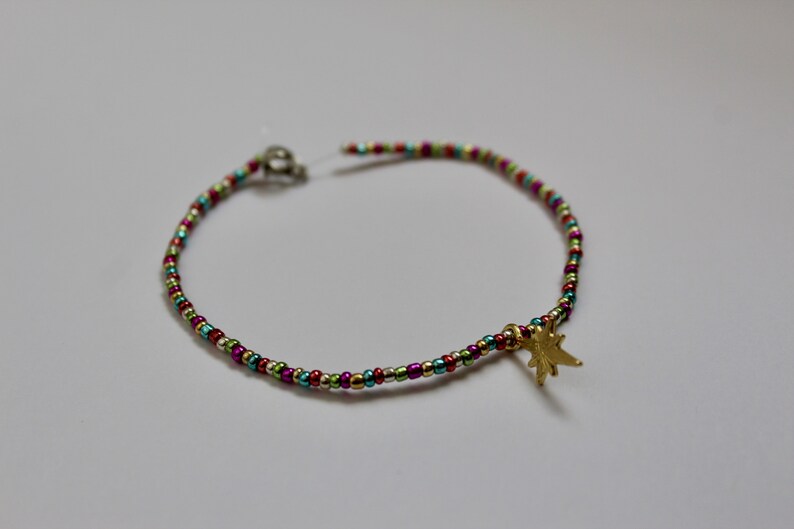 Seed Bead Diamond Charm Anklet