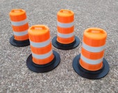 1:14 Scale Orange Construction Barrel / Traffic Barrel with removable Black Base Tire Weight (Set of 4)