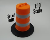 1:10 Scale Orange Construction Barrels with Reflective Tape (Set of 4)