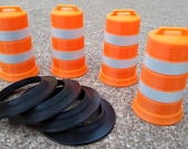 1:14 Scale Construction Barrels with DOT Reflective Tape | RC Truck Accessories | Tamiya & LESU Miniature Traffic Drums | (Set of 4)