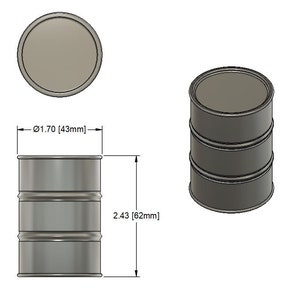 1:14 Scale Miniature 55 Gallon Drum / Oil Barrel Single Drum image 8