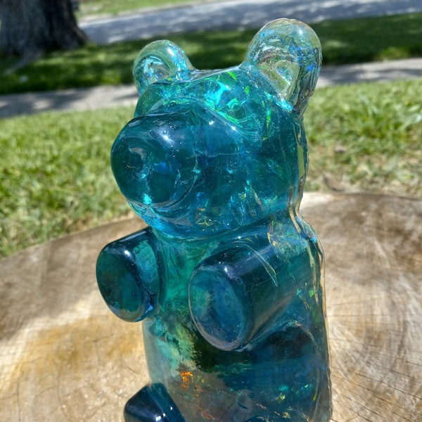 Giant Gummy Bear Aqua Blue Iridescent Large Art Decor Statue