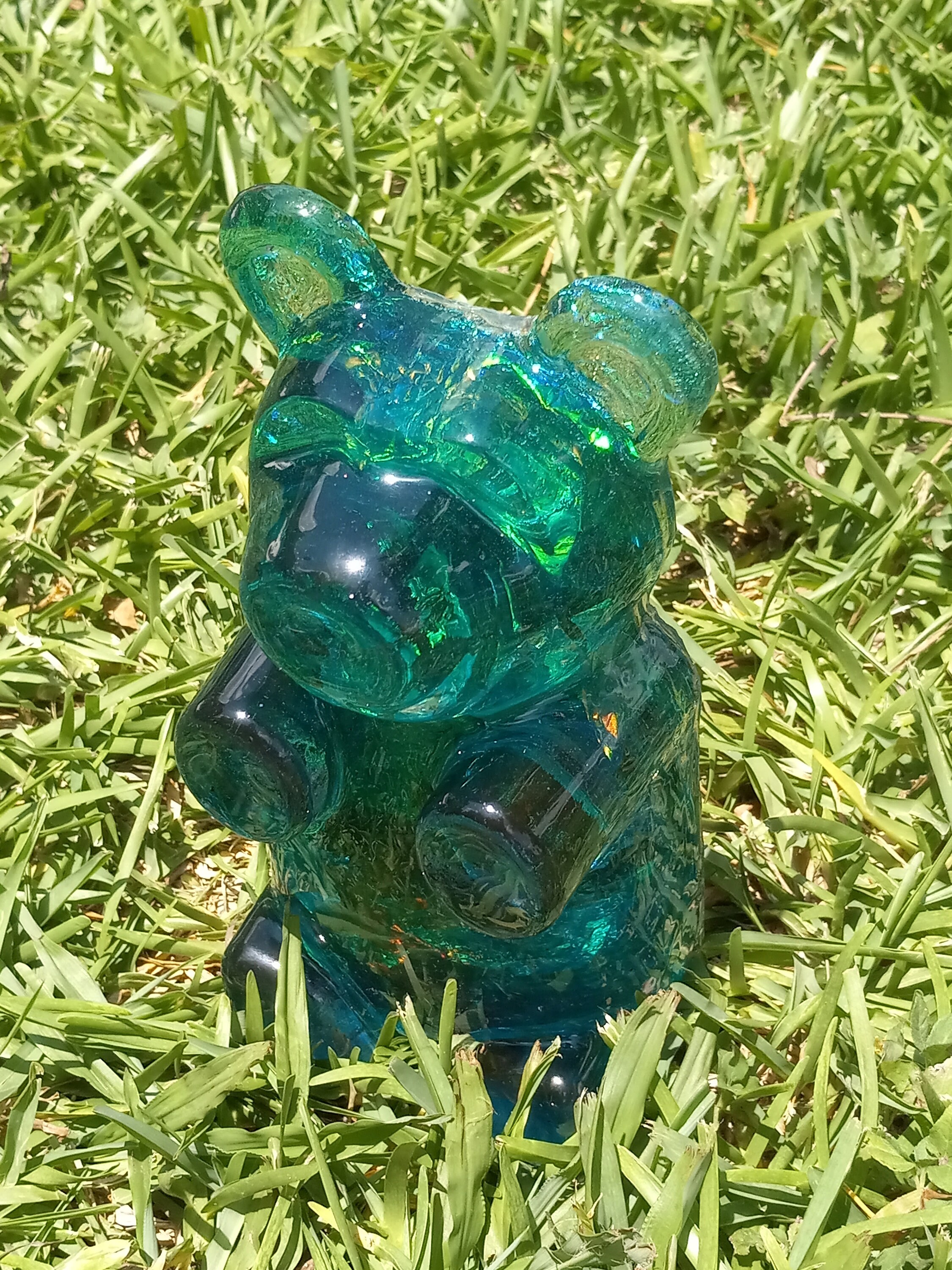 Giant Gummy Bear Aqua Blue Iridescent Large Art Decor Statue 