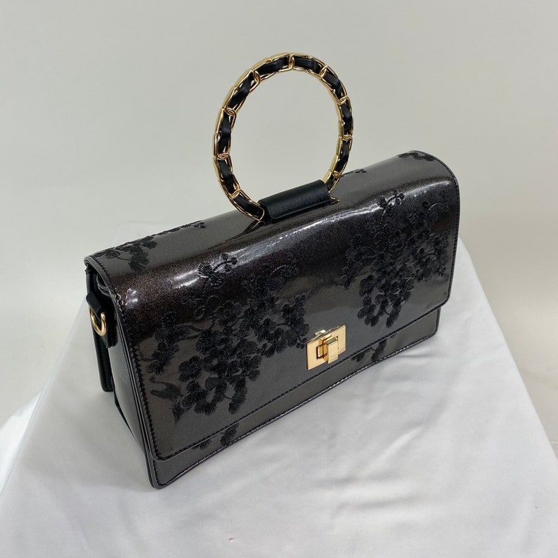 1940s Handbags and Purses History     Classic Evie Handbag in Black Slate - Vintage Inspired  AT vintagedancer.com