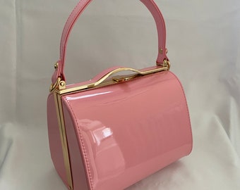 50's Box Purse / Japan Art Industries Black Velvet Top