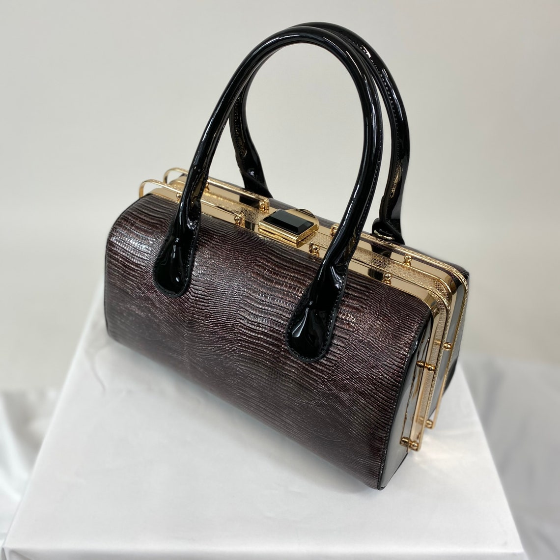 Classic Hollie Handbag in Black Copper Vintage Inspired | Etsy
