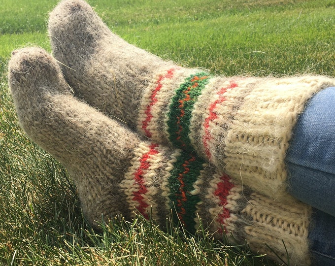 Hand knit 100% wool socks. Thick pure wool bed socks. Hand knit wool socks for women. Hand knit socks for men Fathers day gift Gifts for Dad