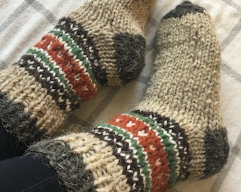 Hand knit 100% wool socks. Thick pure wool bed socks. Hand knit wool socks for women Hand knit socks for men Fathers day gift Gifts for Dad.