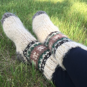 Men's/Women's hand knitted wool socks. Extra Thick. Large Sizes. Pure wool socks. Bed socks. Organic wool Therapeutical wool socks men women