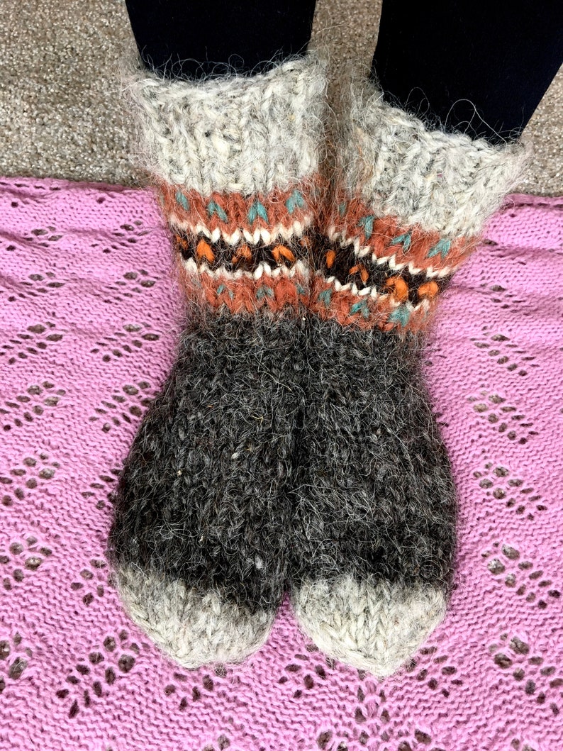 Hand Knitted Wool Socks Pure Sheep Wool Socks Bed Wool Socks Etsy