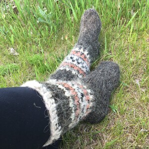 Men's/Women's hand knitted wool socks. Extra Thick. Large Sizes. Pure wool socks. Bed socks. Organic wool Therapeutical wool socks men women image 6