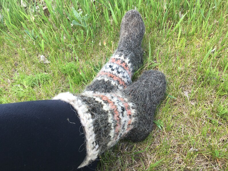 Men's/Women's hand knitted wool socks. Extra Thick. Large Sizes. Pure wool socks. Bed socks. Organic wool Therapeutical wool socks men women image 6