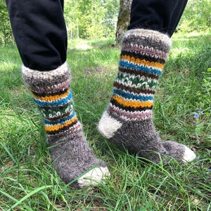 Hand knit 100% wool socks. Thick pure wool bed socks. Hand knit wool socks for women Hand knit socks for men Fathers day gift Gifts for Dad.
