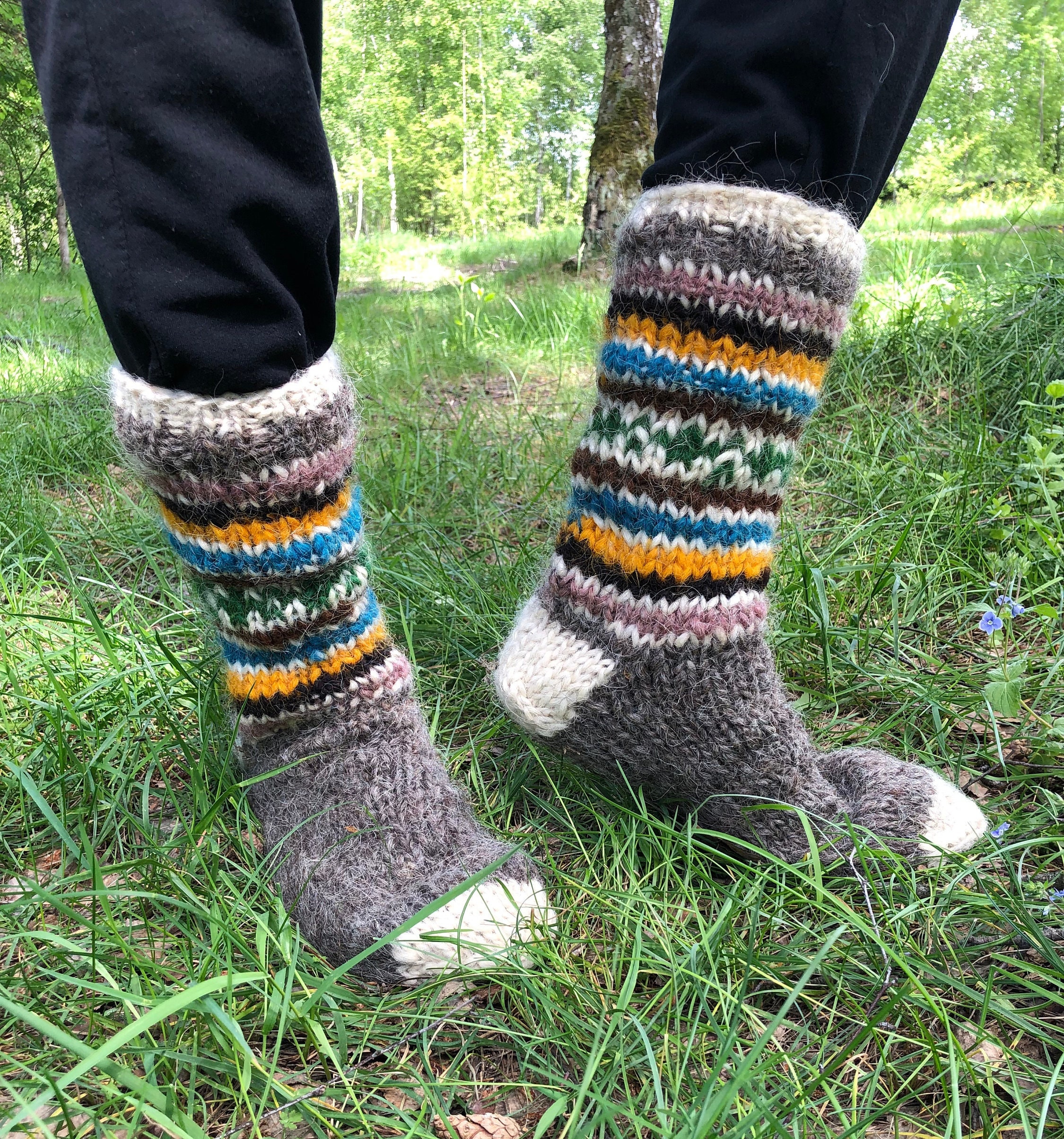 Hand knit 100% wool socks. Thick pure wool bed socks. Hand knit wool socks for women Hand knit socks for men Fathers day gift Gifts for Dad.