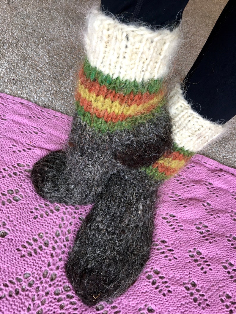 Hand Knitted Wool Socks Pure Sheep Wool Socks Bed Wool Socks Etsy