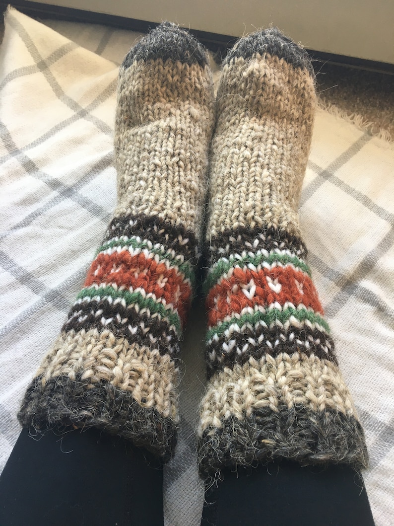 Hand knitted wool socks Extra Thick Large Sizes pure wool Etsy