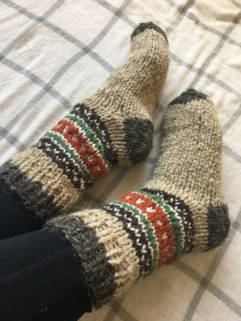 Hand Knitted Wool Socks Extra Thick Large Sizes Pure Wool Etsy UK