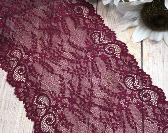 Bridal lace Red lace fabric Veil lace French Lace Alencon Lace K00589 Burgundy lace fabric Wedding Lace Lingerie Lace Red Lace