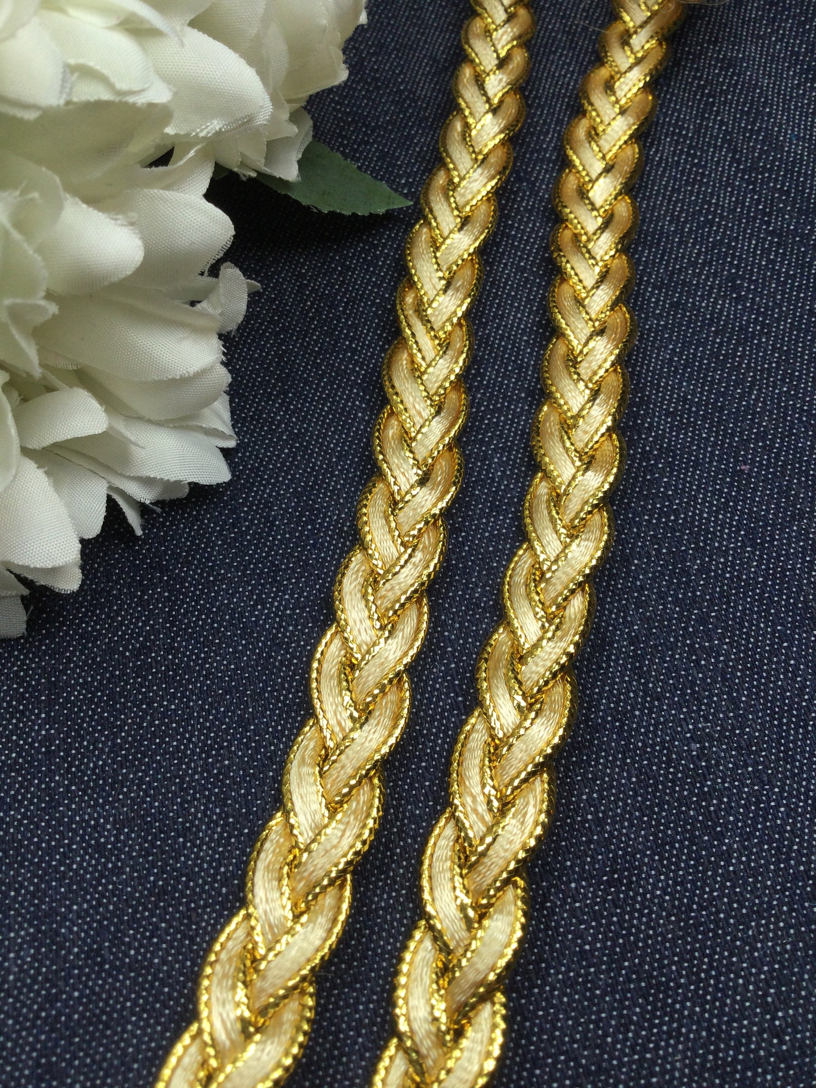 Gold braid trim by the yard or REMNANT Etsy