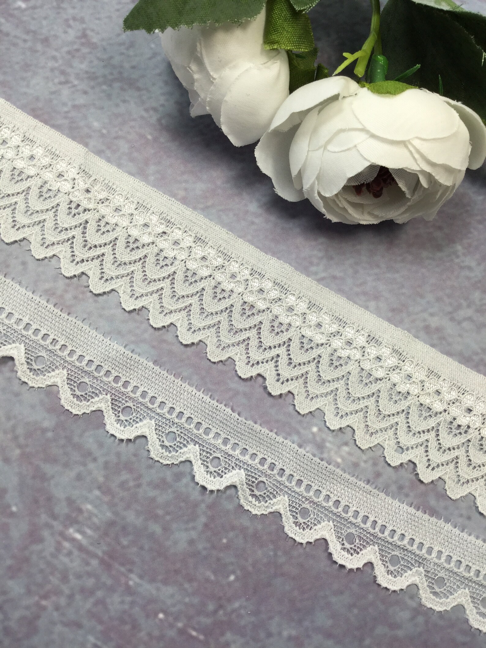 White Stretch Lace Trim in 2 Styles by the Yard or 5 Yards Etsy UK