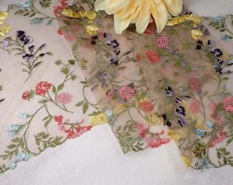 Craftdady 15 Yards Lace Fabric Stretch Elastic Trim 6.3 Inch Floral Stretchy Embroidered Trim Lace Ribbon for Sewing Headbands Garters Wedding Bouquet Making 15 Colors 1 Yard// Color