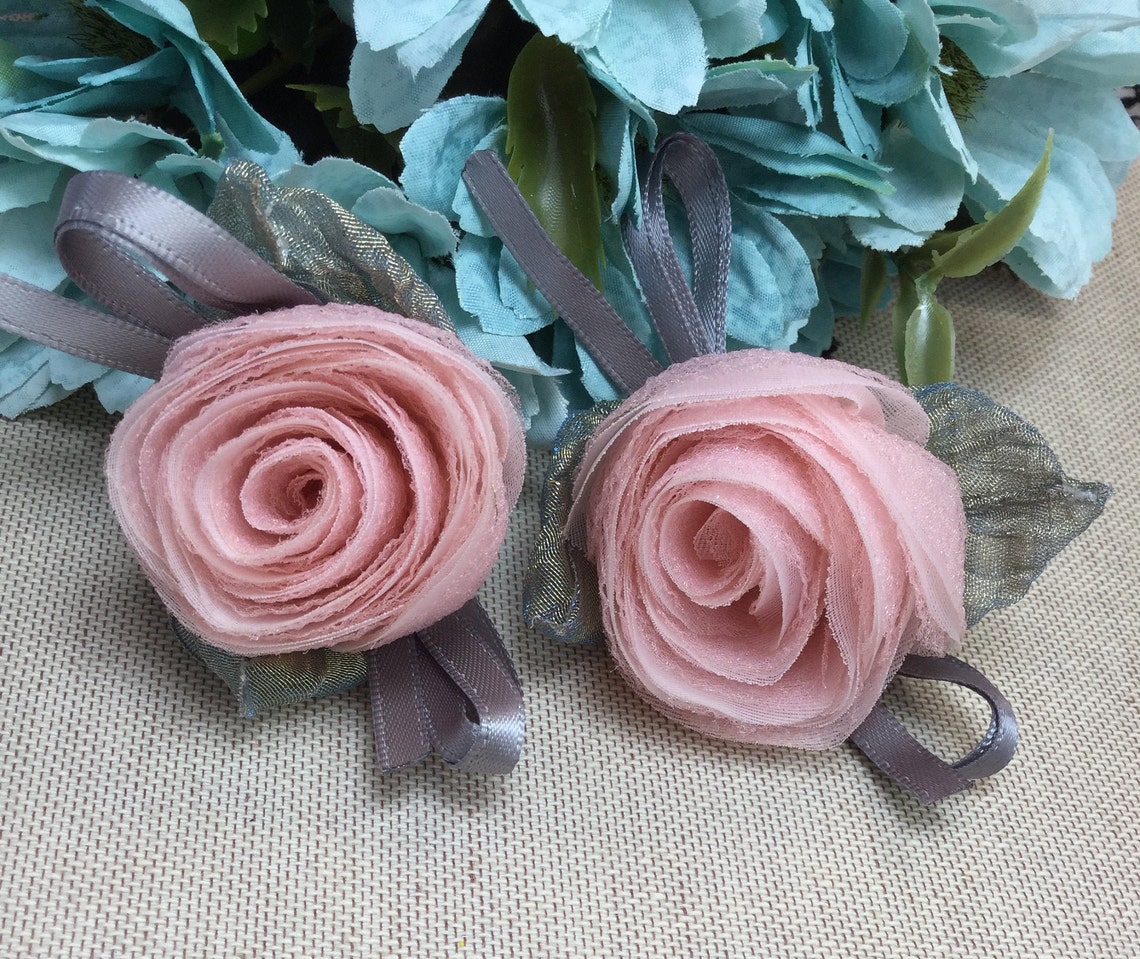 Tulle rose embellishments in 2 colors Etsy
