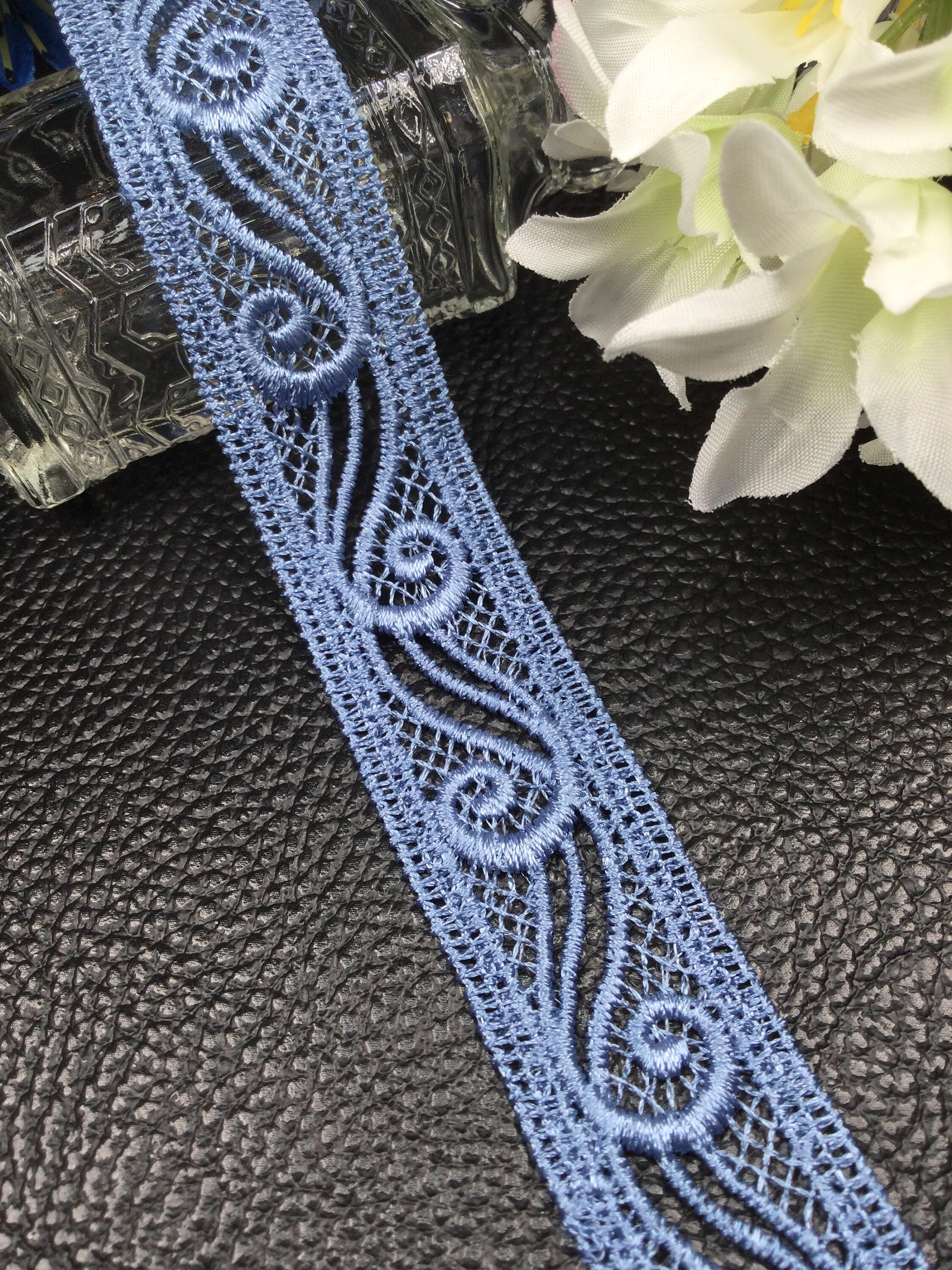 Blue Guipure Nonstretch Lace Trim by the Yard Etsy UK