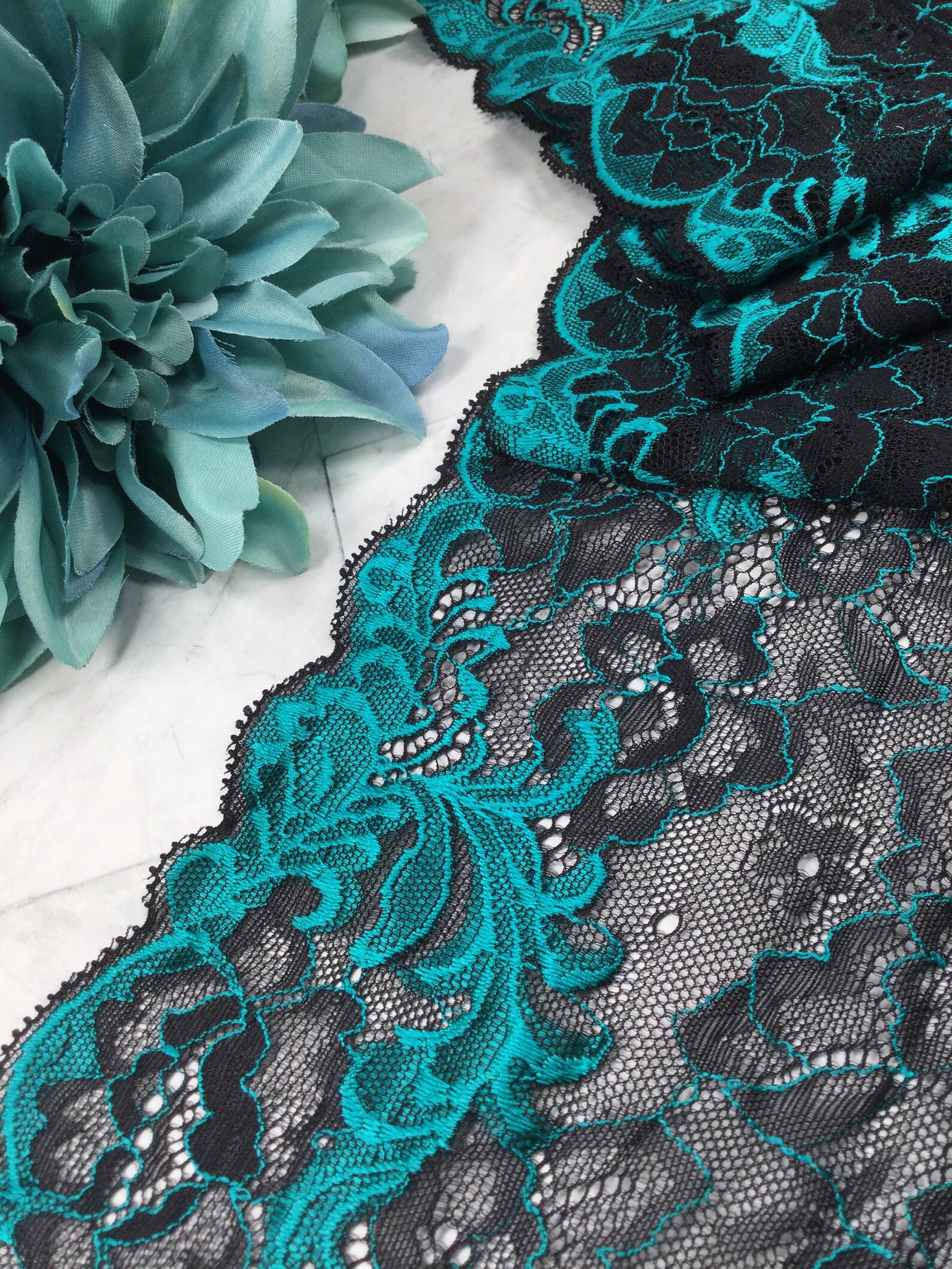 Embroidered Stretch Mesh Lace Trim by the Yard Etsy