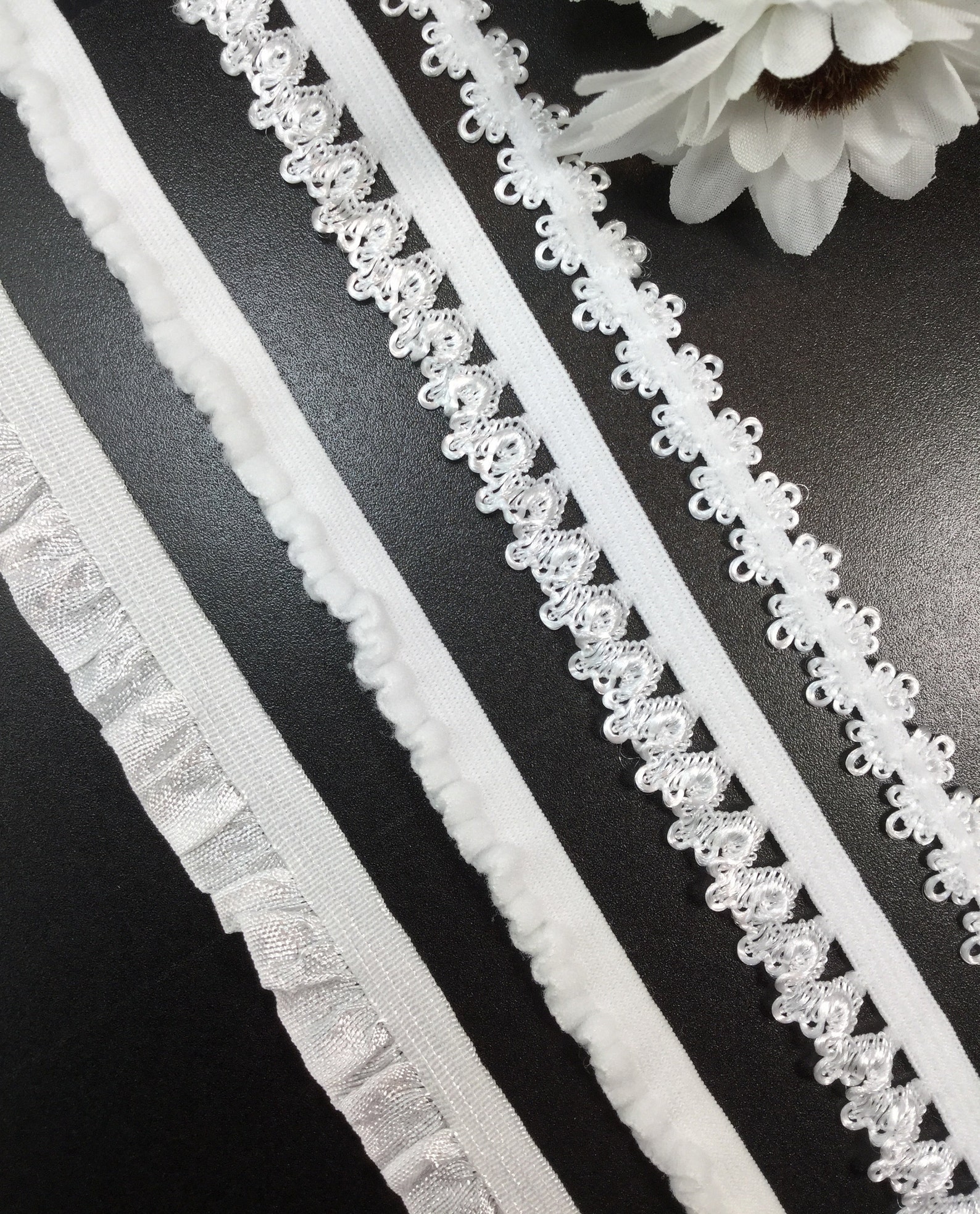 White Stretch Lace Trim in 4 Styles by the Yard Etsy