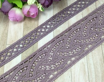 Fascinating purple light weight guipure design sold by the yard main image 1