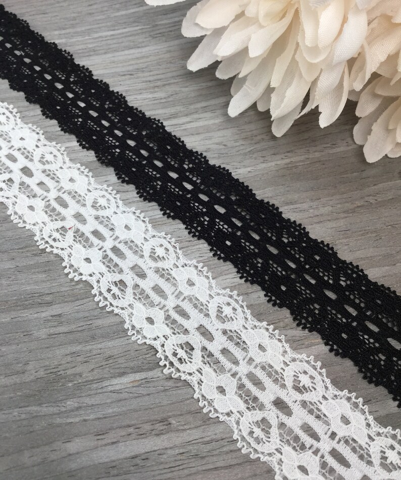 Black or White Stretch Lace Trim by the Yard Etsy