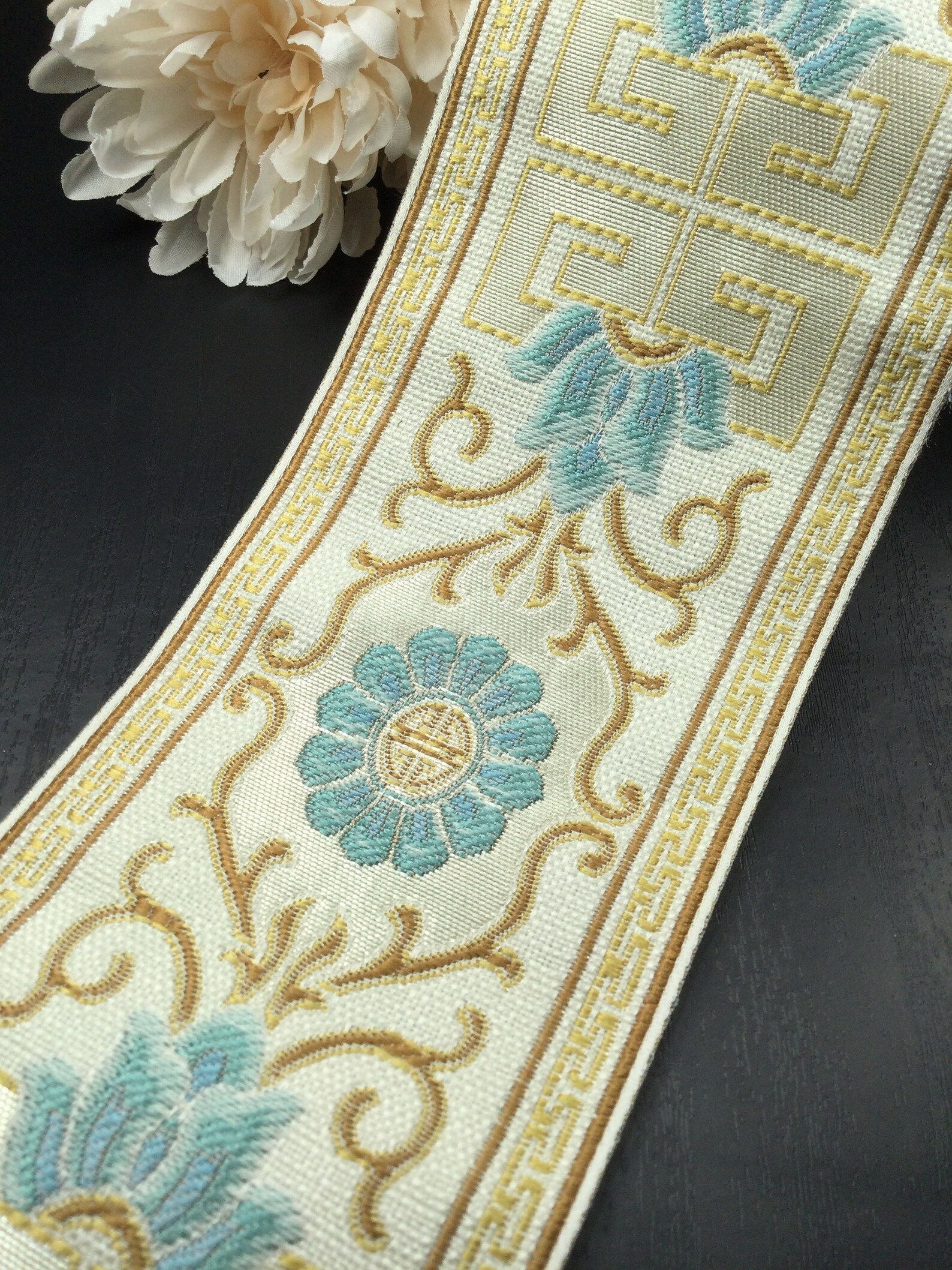 Heavy Embroidered Brocade Ribbon by the Yard Etsy