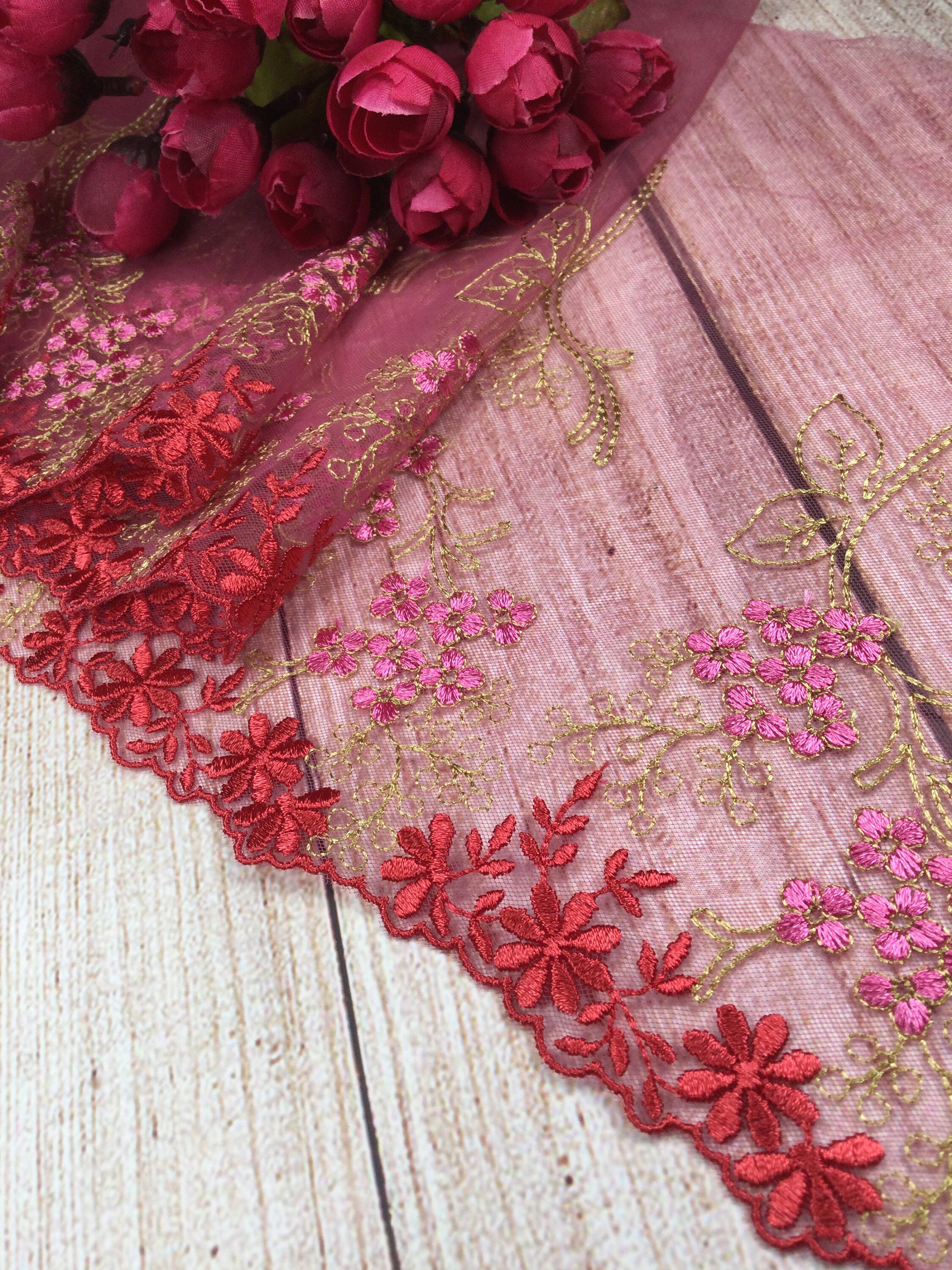 Embroidered nonstretch trim by the yard Etsy