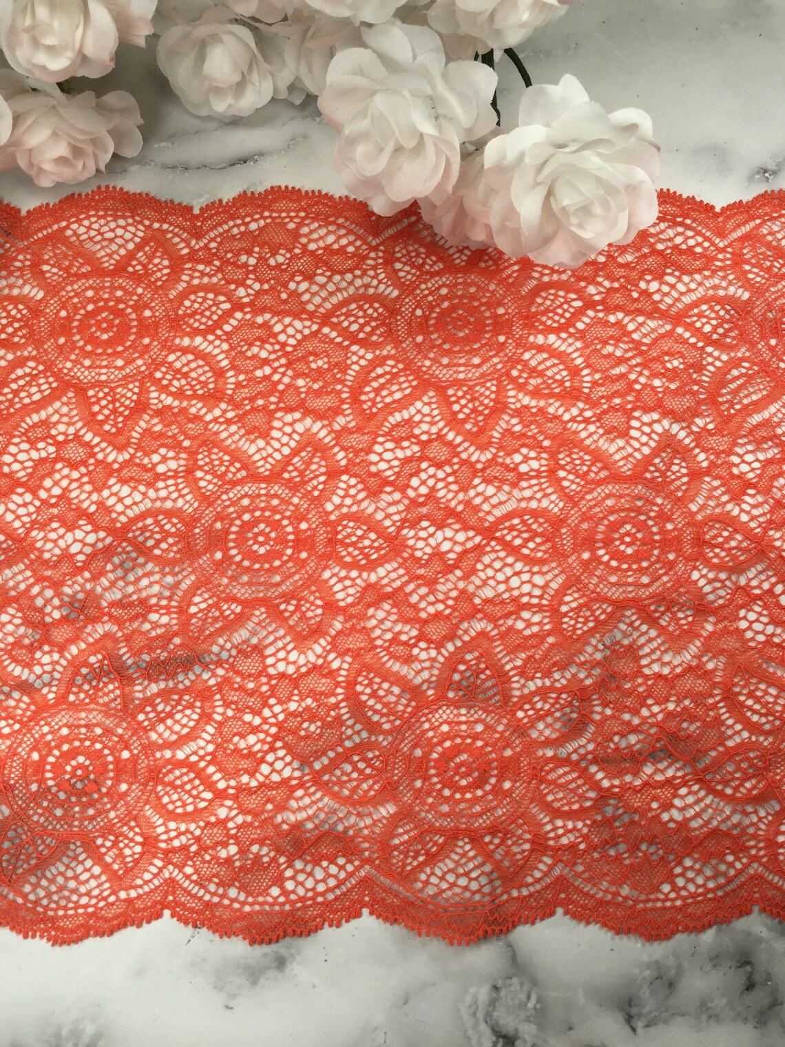 Orange Stretch Mesh Lace Trim by the Yard Etsy Hong Kong