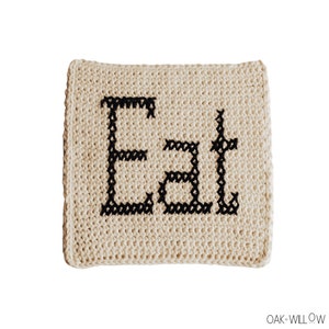 CROCHET PATTERN - Crochet Hot Pad - Crochet Kitchen - Home Decor - Cross Stitch Crochet - Beginner Crochet - Eat Trivet