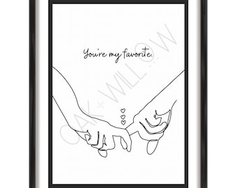 DIGITAL ART PRINT - Minimalist - Home Decor - Modern Decor - Wall Decor - Valentine's Day - Anniversary - Couple's Hands Art Print