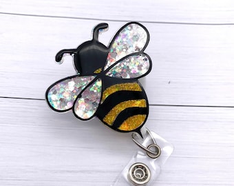 Bee Badge Reel, Nurse ID Holder, Bumblebee